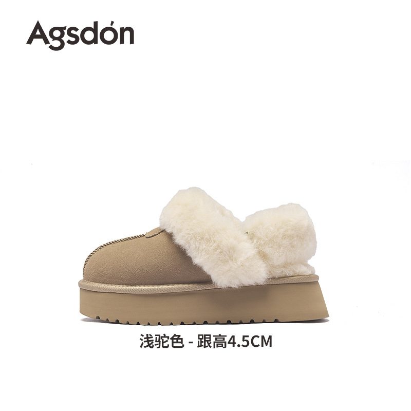 Botas de nieve de baja parte de Augu Lion para mujeres 2025, nuevo invierno con suela gruesa y terciopelo grueso en casa dos zapatillas de lana
