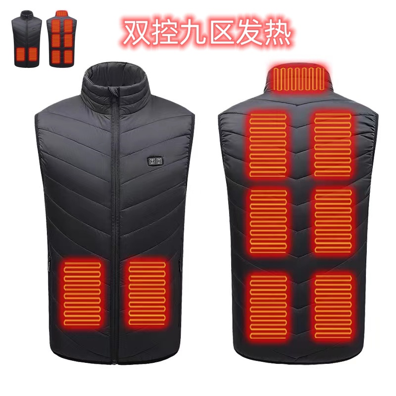 Chaleco de calefacción inteligente 2 a 15 distrito invierno cálido ropa de calefacción USB chaleco eléctrico ventas directas de la fábrica