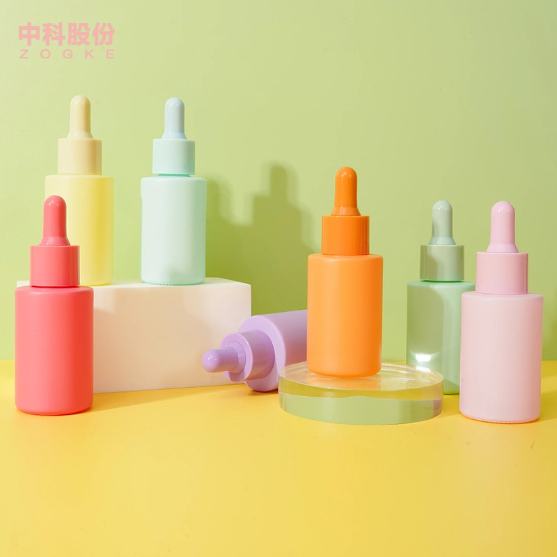 メーカー在庫マカロンドロッパーシリンダーエッセンシャルオイルボトルガラスフラットショルダー化粧品とスキンケア製品詰め替えボトル 30ML|undefined