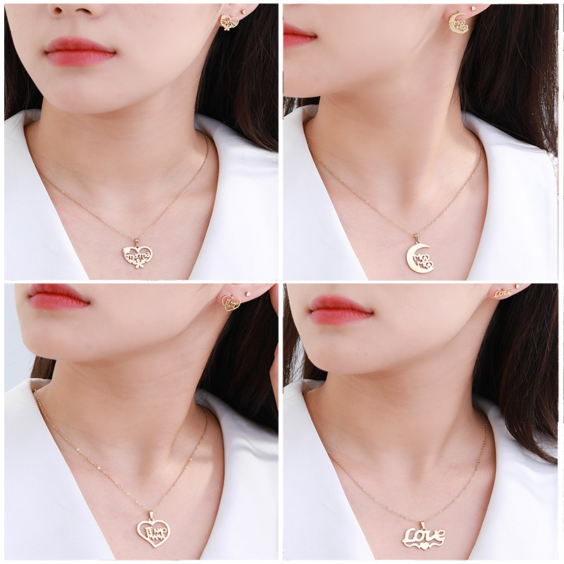 Juego de Collar y Aretes con Letras para el Día de la Madre de Xuping Jewelry, Regalo Exquisito y Moderno para Mamá, Juego de Dos Piezas