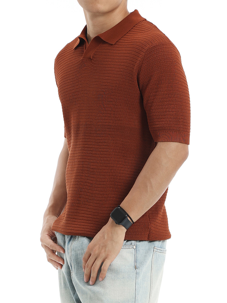 Hombre pequeño cuello en V jersey polo hombre verano de manga corta vieja camiseta casuales estilo de alto nivel camiseta superior ropa de hombre
