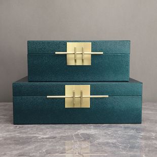 Chinese Dark Green Storage Box Jewelry Storage Box Model Room TV Cabinet TV Cabinet Living Room Soft Decorations Ornaments