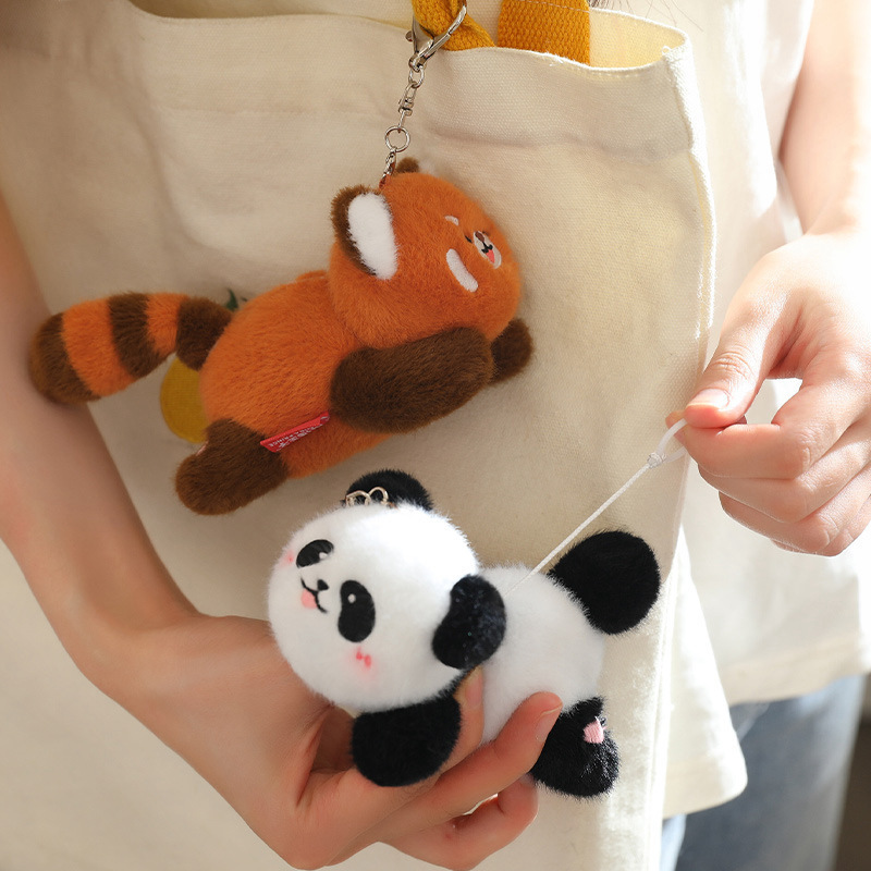 しっぽを振るレッサーパンダ回転人形ジャイアントパンダぬいぐるみペンダントバッグペンダント子供人形動物園ギフト|undefined