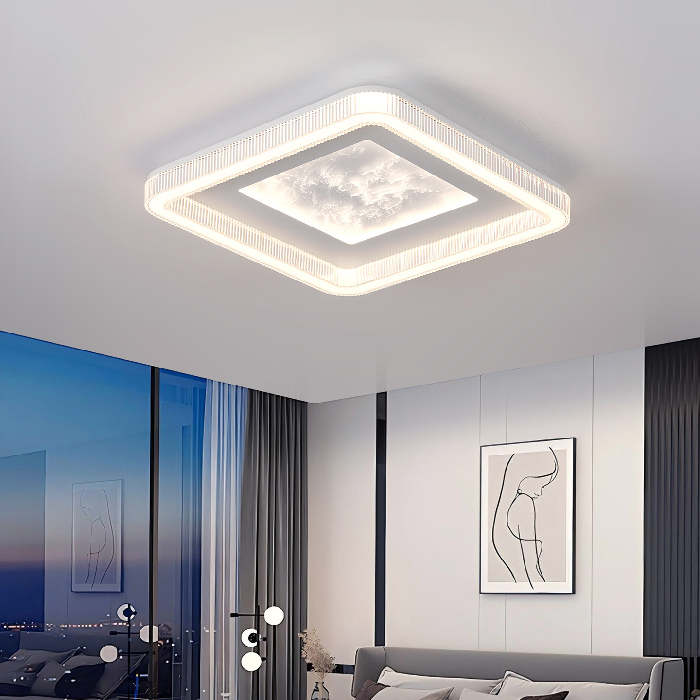 Lámpara de sala de estar, lujo ligero, sentido de alta gama, estilo italiano, nube minimalista, estilo nórdico, sala de estar, luz principal, luz de techo, nuevo paquete 125L
