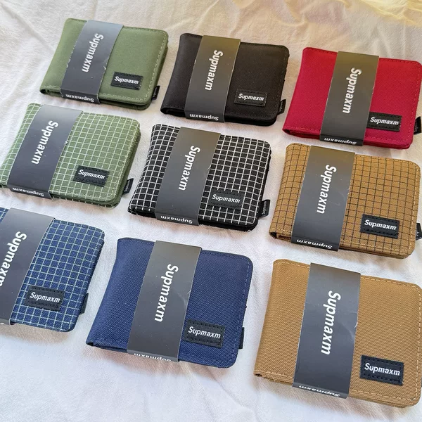 supmaxm short canvas wallet, multi-color casual unisex clutch wallet card holder gift box set
