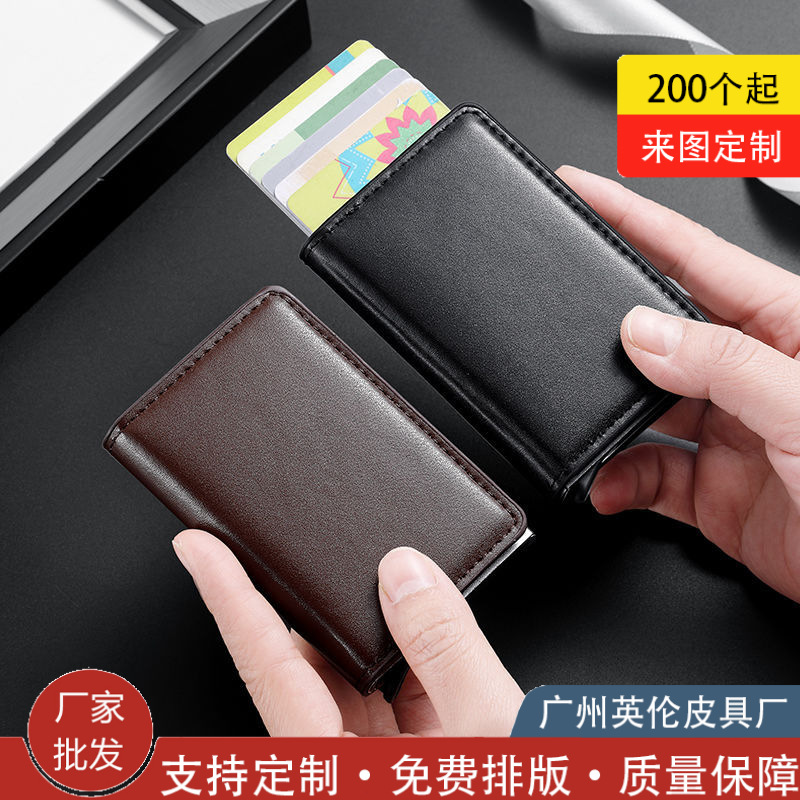 Paquete de tarjetas de posición de tarjeta múltiple para hombre, cepillo antirrobo, paquete de tarjeta de crédito flash automático RFID, caja de metal de aleación de aluminio, juego de tarjetas, clip de tarjeta