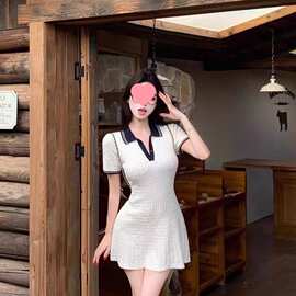 法式复古领连衣裙女夏季新款设计感小众收腰显瘦甜美气质短裙