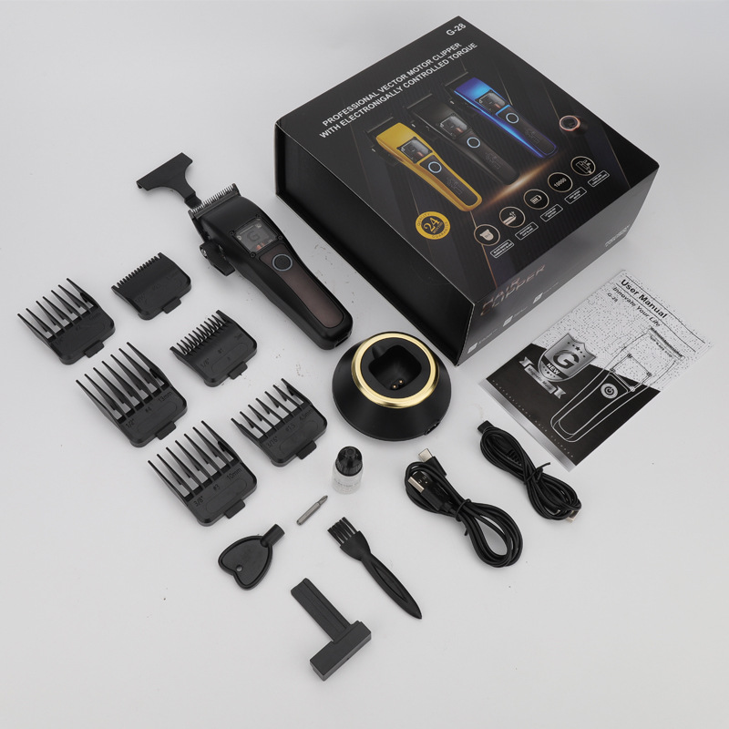 Corte de pelo eléctrico de alta velocidad para hombres salón de peluquería intercambiable con cáscara tijeras eléctricas de empuje profesional doméstica con base DLC