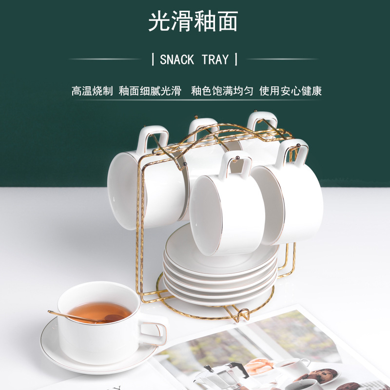 Pintura de oro Estilo nórdico cerámica taza de café y platillo traje hogar taza de leche Oficina desayuno taza mano regalo al por mayor