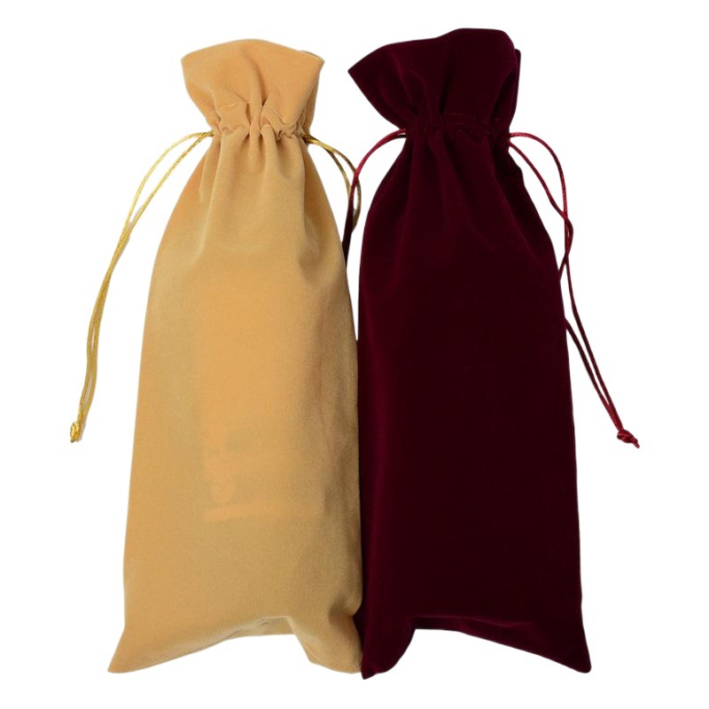 Venta directa de fábrica de franela bolsa de vino tinto cata a ciegas de vino tinto bolsa de regalo de vino bolsa de botella de vino con cordón