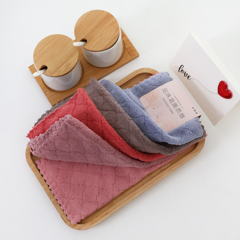 Toallas de coral de lana de coral suave absorción de agua toallas de cocina cinco paquetes de toallas de toallas de toallas para niños de color simple