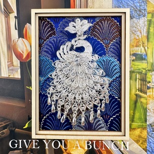 Guizhou Miao Handmade Qianhu Miao Village Jiangxi Yunnan Xishuangbanna Peacock Refrigerator Magnet Cultural and Creative Souvenirs