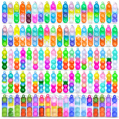 Cross-border mini vertical strip silicone bubble keychain Fidget sensory toy Children's birthday party gift