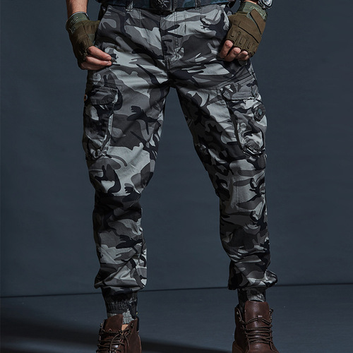 Wholesale Men's Casual Tapered Camouflage Running Ankle Pants with Multiple Pockets Work Pants Trendy Sport Pants for Men