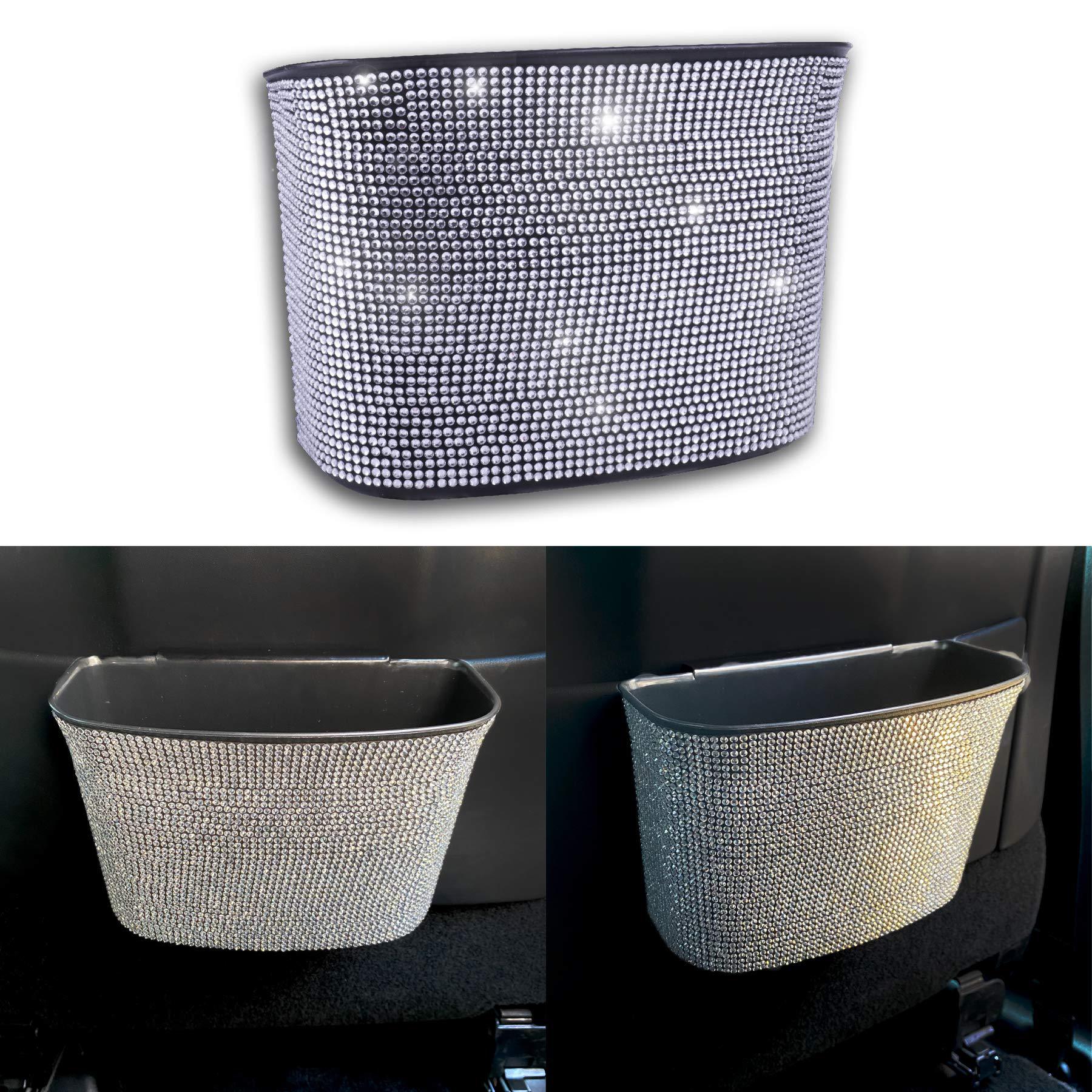 Car Trash Can,Car Storage Bucket,Personalized And Creative Diamond-encrusted Car Hanging Storage Box,Garbage Bag Cleaning Bucket