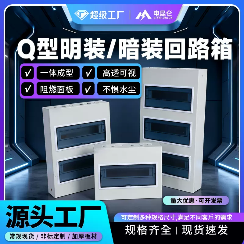 电昆仑国标型回路箱PZ30照明入户箱挂墙明装暗装家用配电箱X