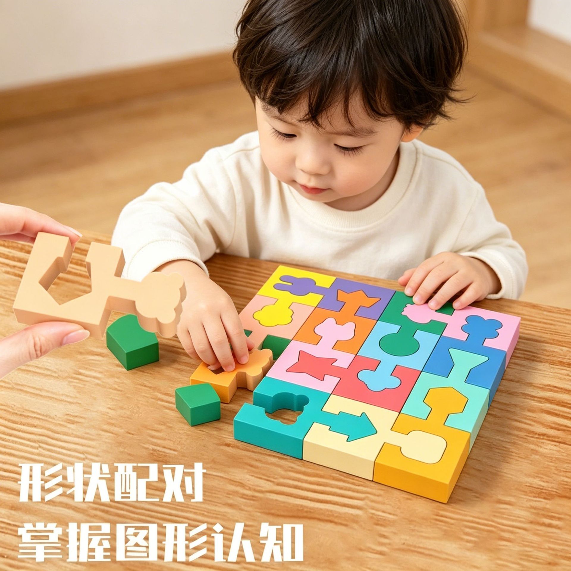 Montessori Geometric Shape Matching Building Blocks Hand-Eye Coordination Logical Thinking Training Early Education Children's Educational Toys
