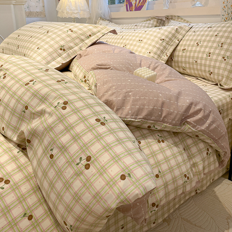 Ropa de cama de cuatro piezas de algodón de dibujos animados 100 algodón 2025 nuevo estilo ropa de cama para niños funda edredón dormitorio juego de tres piezas 4