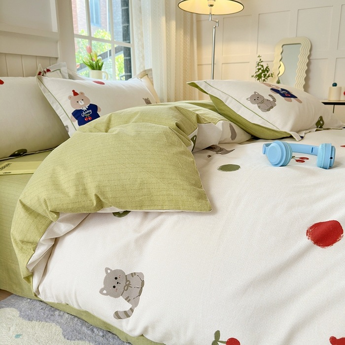 Nuevo 100% algodón de clase A algodón molido cuatro piezas de ropa de cama de cuatro estaciones gruesa dormitorio tres piezas de caja de regalo