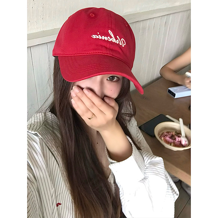 小红帽！活力吸晴字母刺绣棒球帽子女大头围显脸小情侣百搭鸭舌帽|undefined