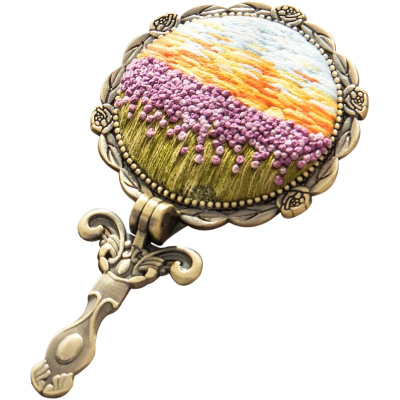 Bordado DIY hecho a mano espejo cosmético paquete material Suzhou bordado escuela regalo tela producción creativa mano laminado espejo