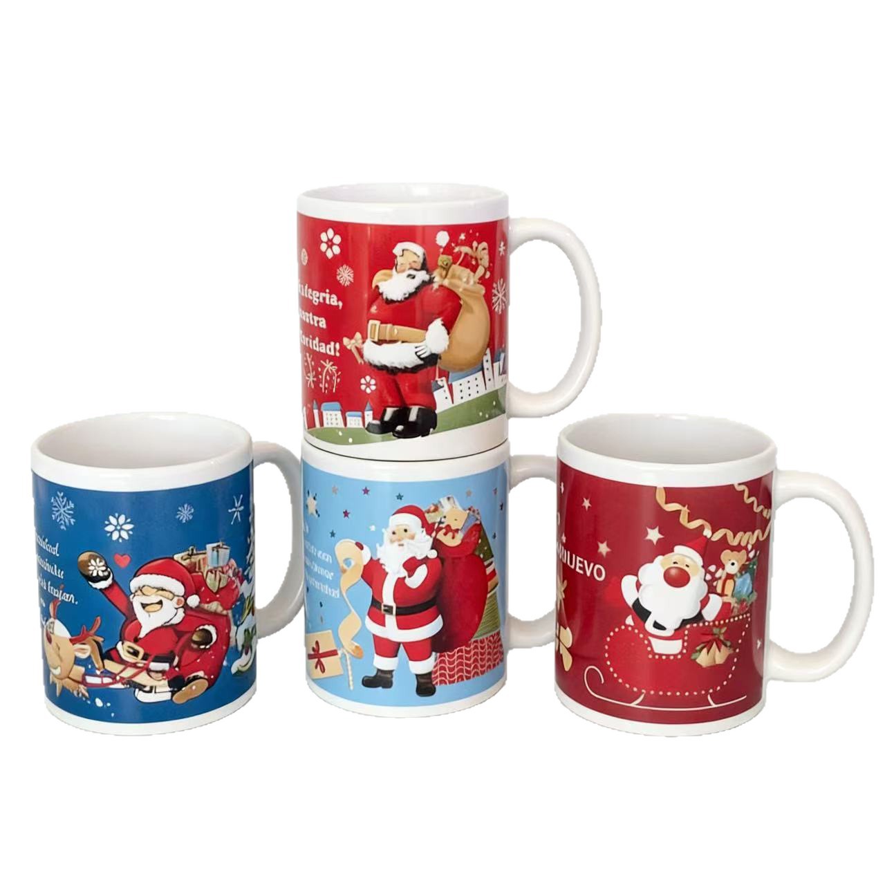 Exportación de regalos de Navidad muñeco de nieve tazas de cerámica de Navidad tazas de café rectas tazas de desayuno de leche