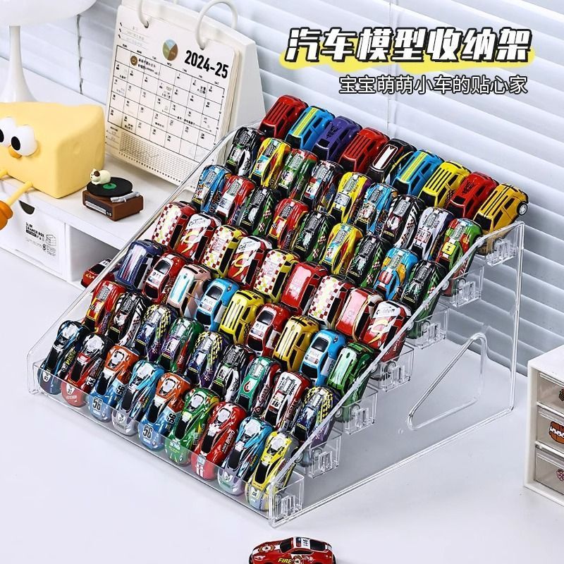 子供のおもちゃの車の展示棚1:64の風火輪の合金の模型の小さい車の収納箱のアクリルの多層の階段|undefined