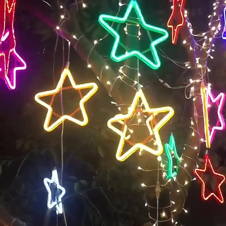 五角星灯月亮雪花造型灯户外街道亮化灯节日装饰灯挂树灯室外
