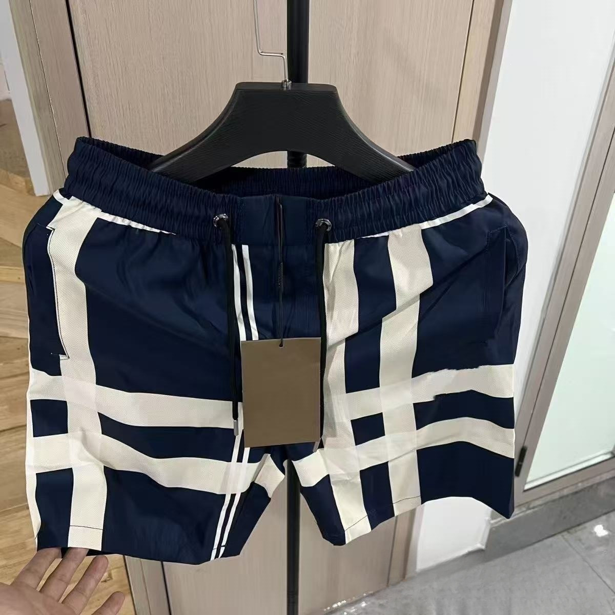 Summer Classic Plaid Light Luxury Beach Shorts Casual Shorts Trendy Men's Sports Thin Five-Point Pants Plus Size