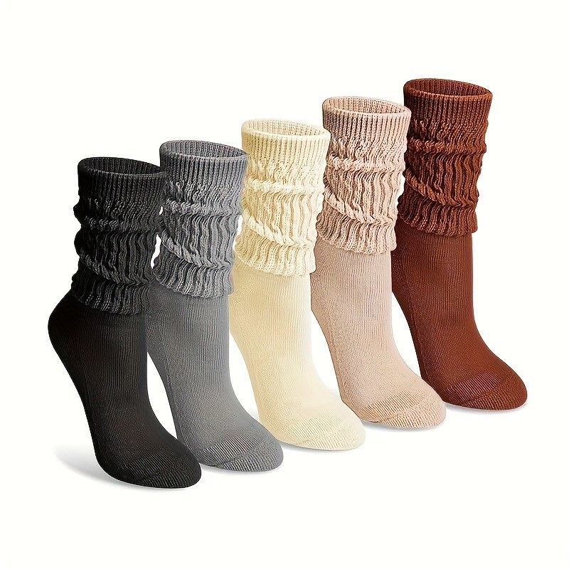 Amazon's Best-Selling Unisex Autumn and Winter Solid Color Extended Thickened Layered Slouch Socks with Ruffled Edges