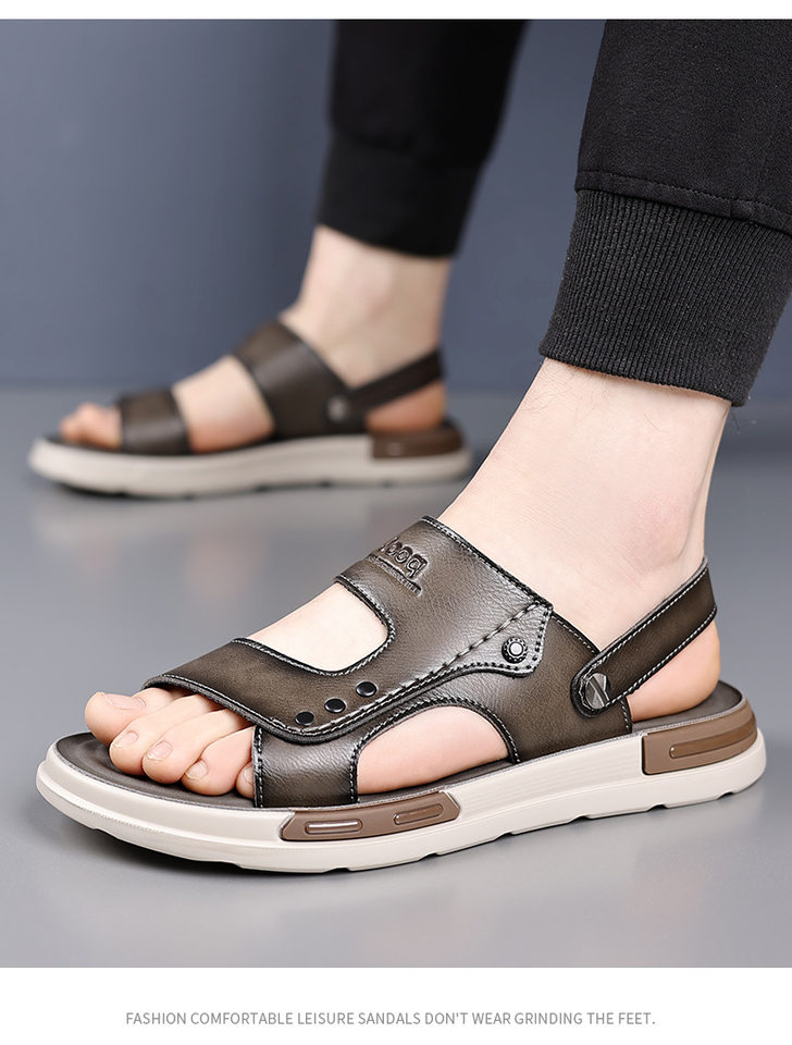 Dép sandal nam hở ngón đế mềm thoáng khí đi biển — 55199 Màu đen, 55199 màu xám chi tiết 12