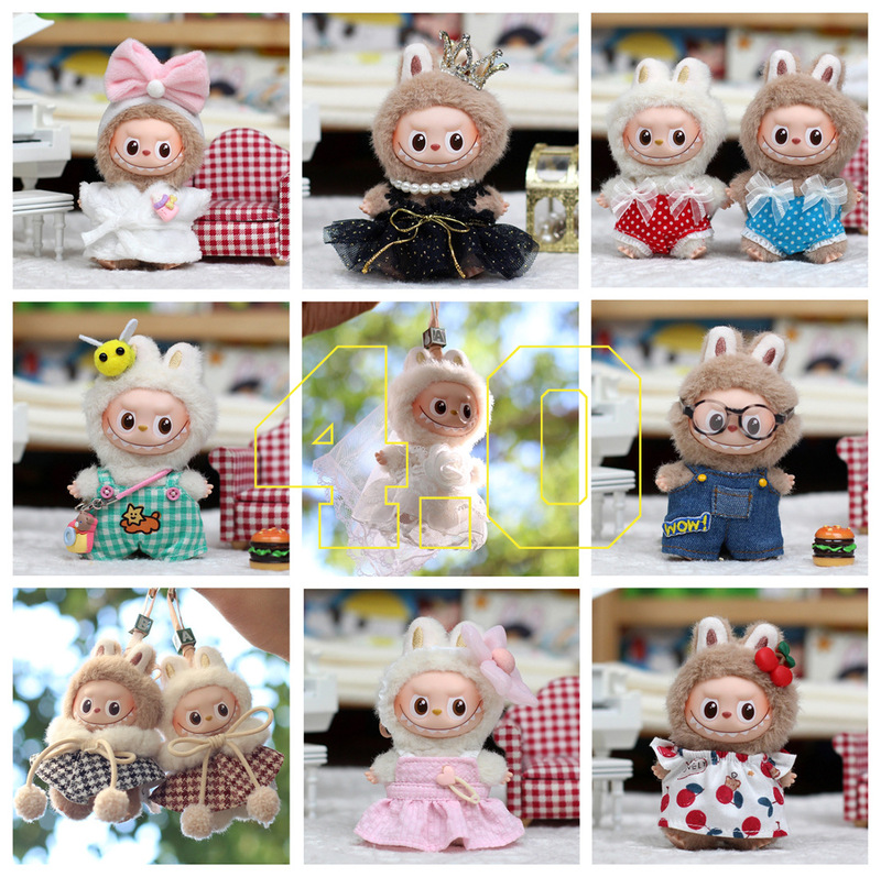 Only Clothes】Fourth Generation Mini Version Labubu Doll Clothes Vinyl Pendant Blind Box Clothes Collection 4.0 Secret Code