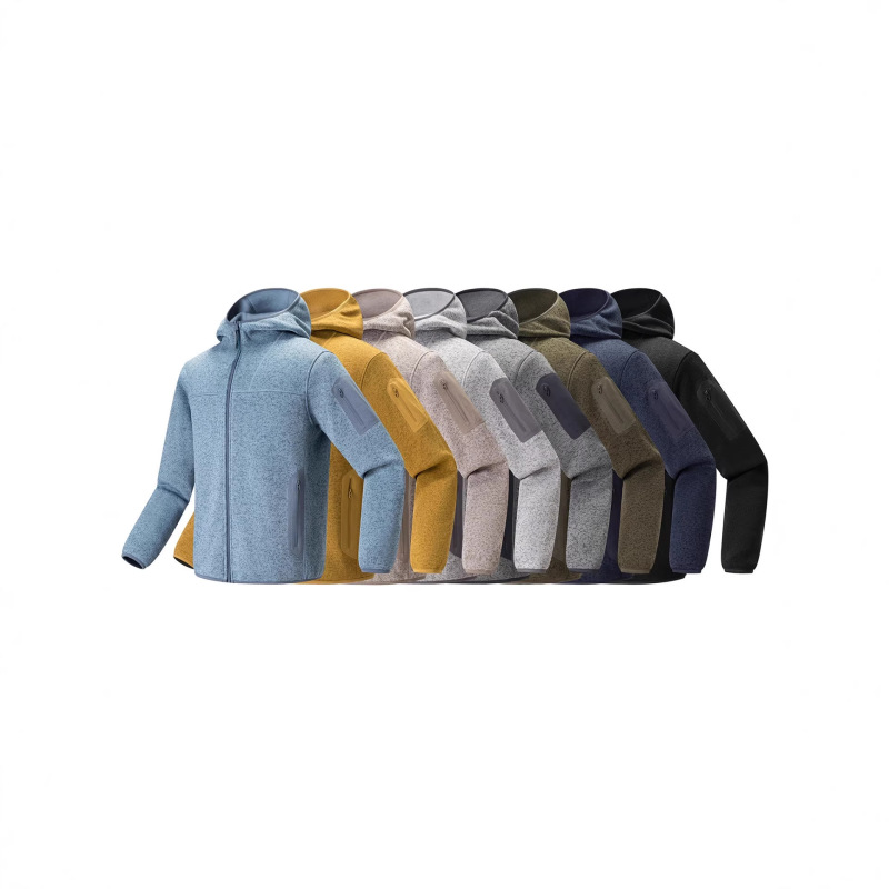 2025 Autumn/Winter Outdoor Fugfeng Technology Pressed Pocket Men's Autumn/Winter Warm Fleece Hooded Casual Jacket Coat