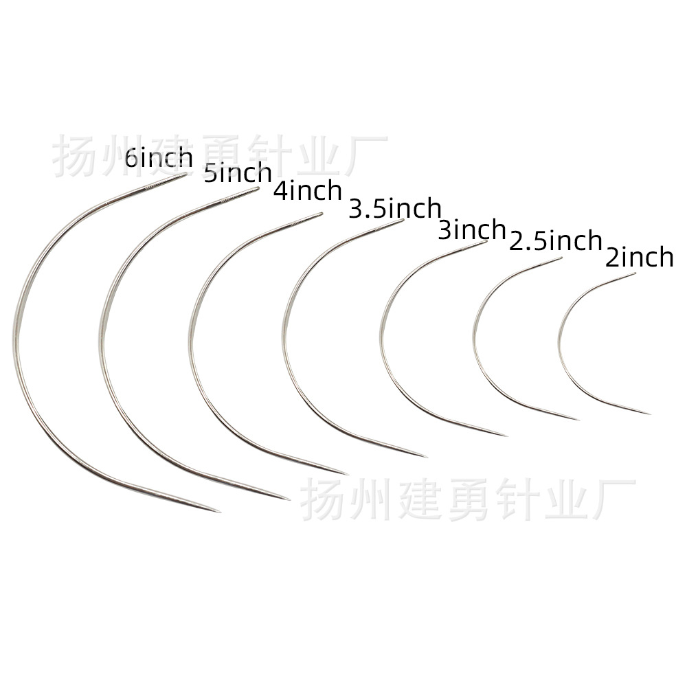 各种尺寸假发接发用C型针银色弯针皮革针曲针DIY半圆型弧度针手工