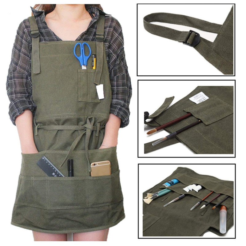 Cross-border painting apron barista milk tea shop hairdresser florist restaurant bar men's and women's work clothes multi-pocket