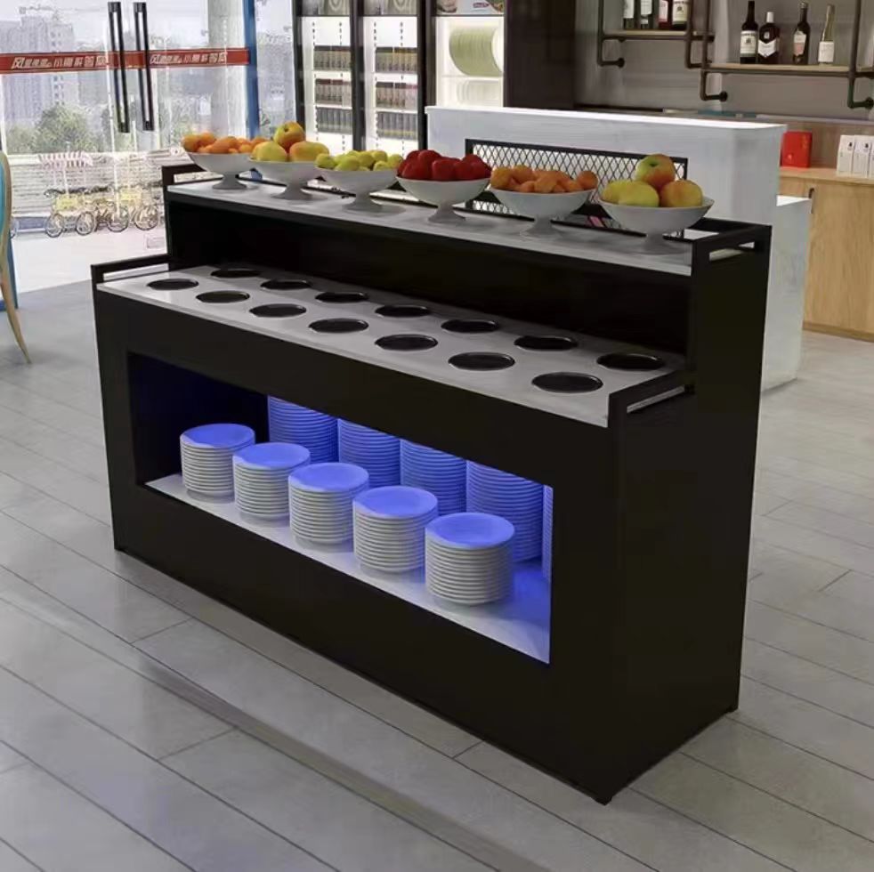 Self-Service Condiment Station for Hot Pot Restaurant, Commercial Dipping Sauce Cabinet, Spicy Hot Pot Skewers, Cold Dish Display Cabinet, Simple Condiment Cabinet