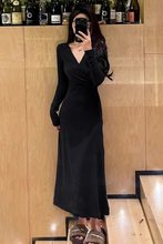 黑色连衣裙春夏款女内搭修身裙子春夏加绒加厚打底裙长裙新款