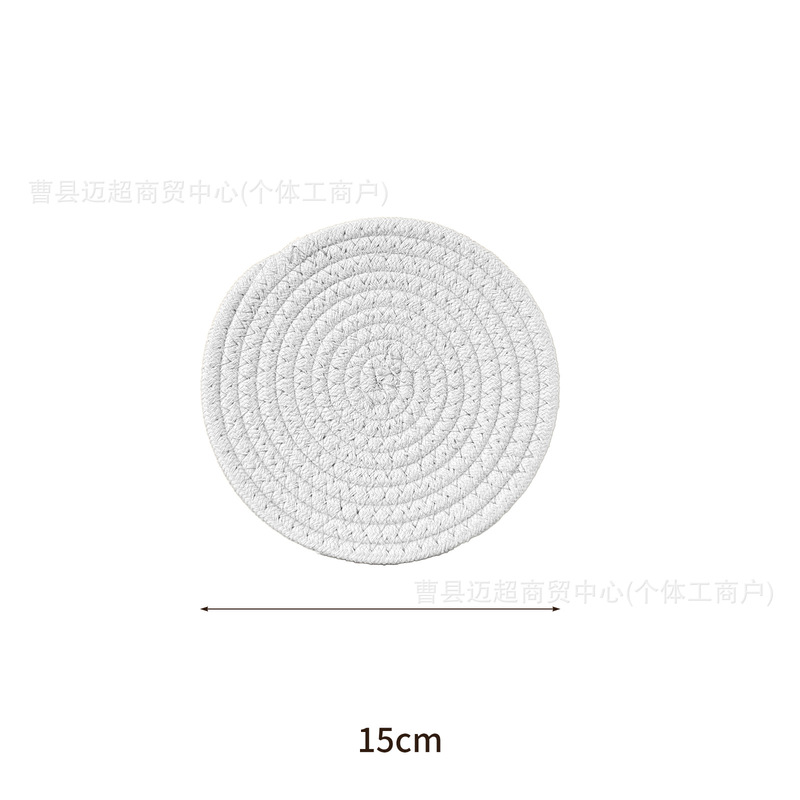 現物の綿織のコースターの円形の食卓の防熱マットのシンプルな日本式のシンプルな食事マットの断熱マットのレストランの砂の鍋のマット|undefined