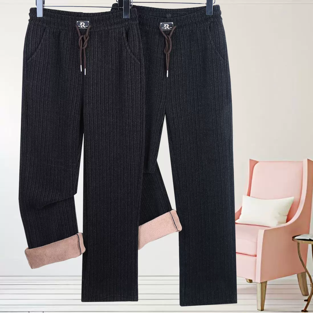 中老年女裤秋冬季裤子加绒直筒裤保暖金貂绒长裤加绒休闲裤妈妈裤