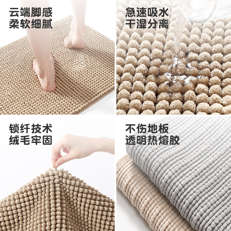 Alfombrilla de pie Alfombrilla de piso para baño Alfombrilla antideslizante gruesa de chenilla de baño simple transfronterizo, puerta del dormitorio, absorción de agua y resistencia a la suciedad