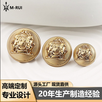 小香风纽扣英伦风经典圆形双狮大衣毛衣外套开衫针织手缝纽扣批发|ru