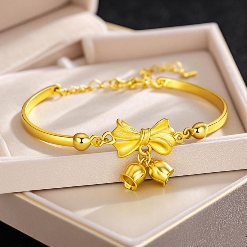 Gold Bow Bracelet, Lily of the Valley Flower Bracelet, Women's Gold-Plated Bracelet, Light Luxury, High-End and Elegant Bracelet