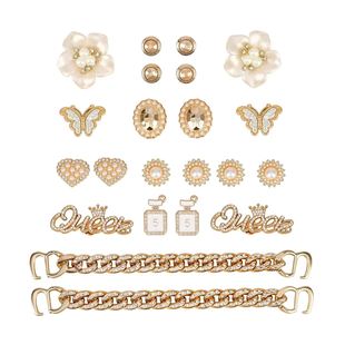 Cross-border New Fit Cave Shoes Shoe Buckle DIY Shoe Flower Pearl Fragrant Style Accessories Removable Chain Decorative Buckle