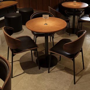 Modern Simple Internet Celebrity Dining Table Milk Tea Shop Coffee Table Bar Small Round Table Negotiation Reception Indoor Outdoor Tables and Chairs
