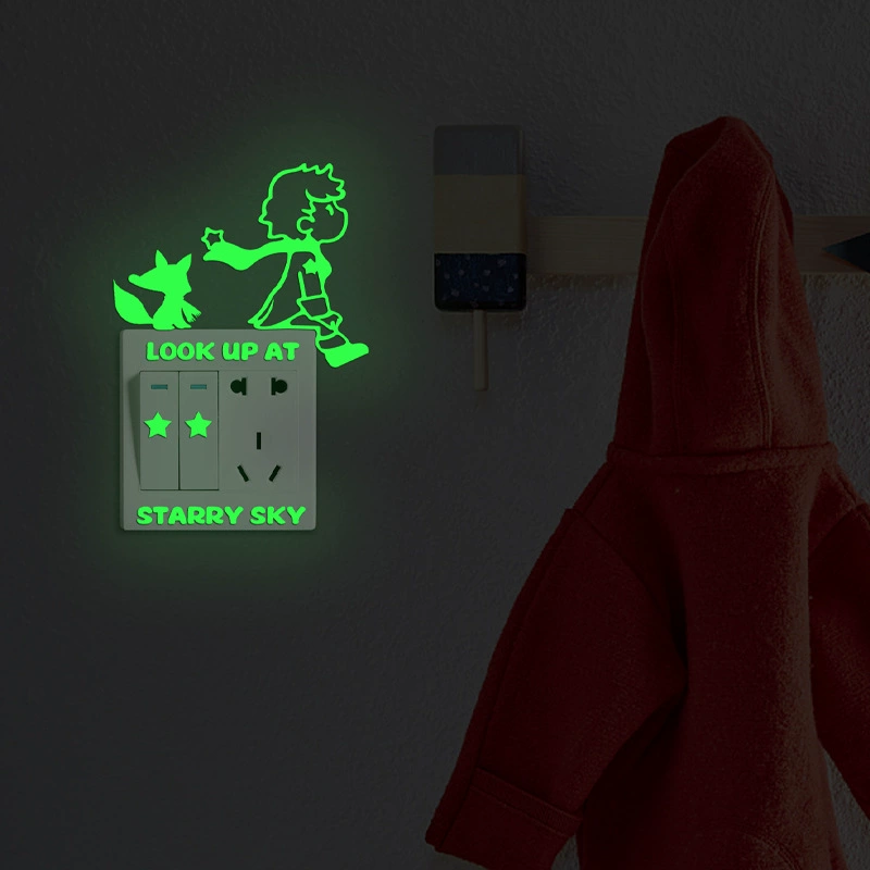 Трансграничный взрыв светящийся флуоресцентный маленький принц лиса настенный переключатель декоративная наклейка оптовая ПВХ съемный
