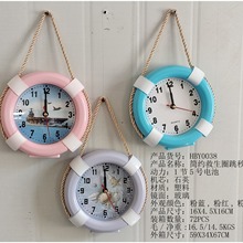 2024新款简约救生圈闹钟墙上挂钟小清新INS海风创意礼品卡通塑料