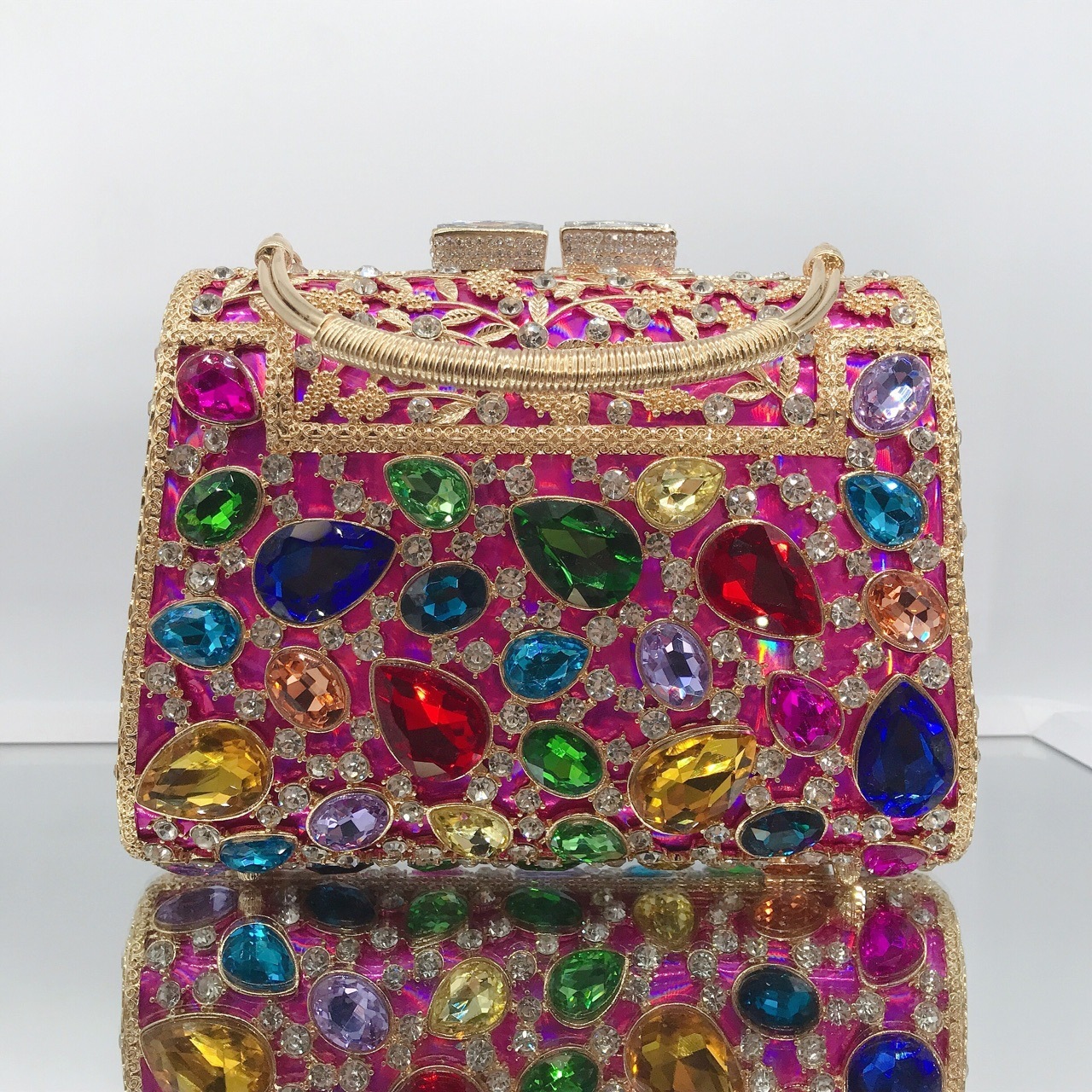 Fabricantes transfronterizos directos coloridos bolsos de diamante de banquete bolsos de diamante de hombro bolsos de mujer