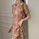 Spring New Chinese-style Cotton Silk Short-sleeved Buckle Nightgown National Style Floral Cheongsam High-end Goddess Style Tight Waist dress