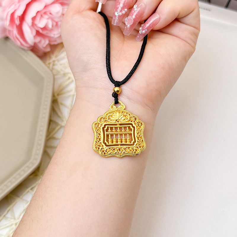Arena antigua oro Ábaco collar Lucky marca de aleación de cobre giratorio negro Cadena de cuerda adornos de estilo chino al por mayor