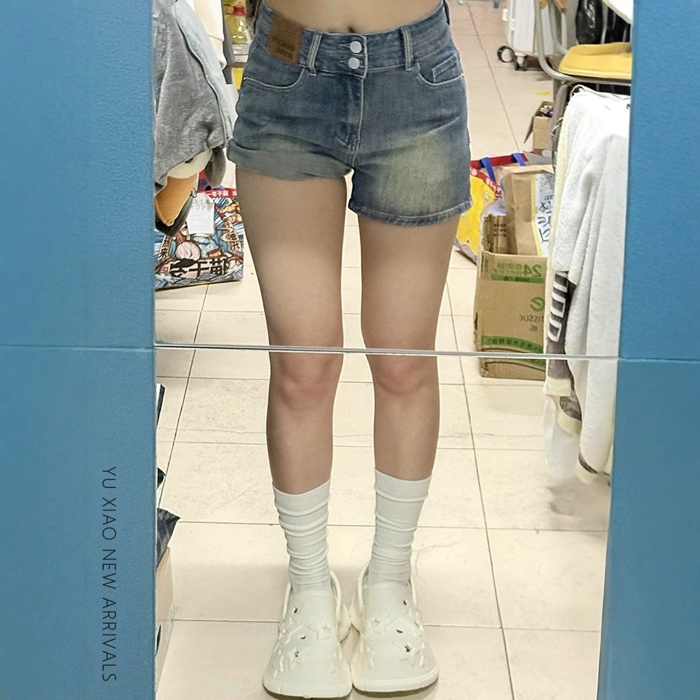 Винтажные джинсовые шорты для женщин, новый летний стиль, эластичные, больших размеров, для похудения, миниатюрные, больших размеров, для фигуры груши, шорты А-силуэта.